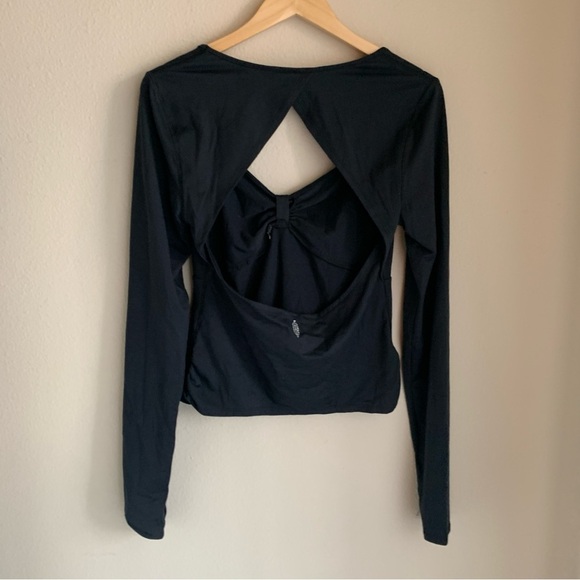 Free People Movement Black Open Back Long Sleeve Top - Picture 4 of 5